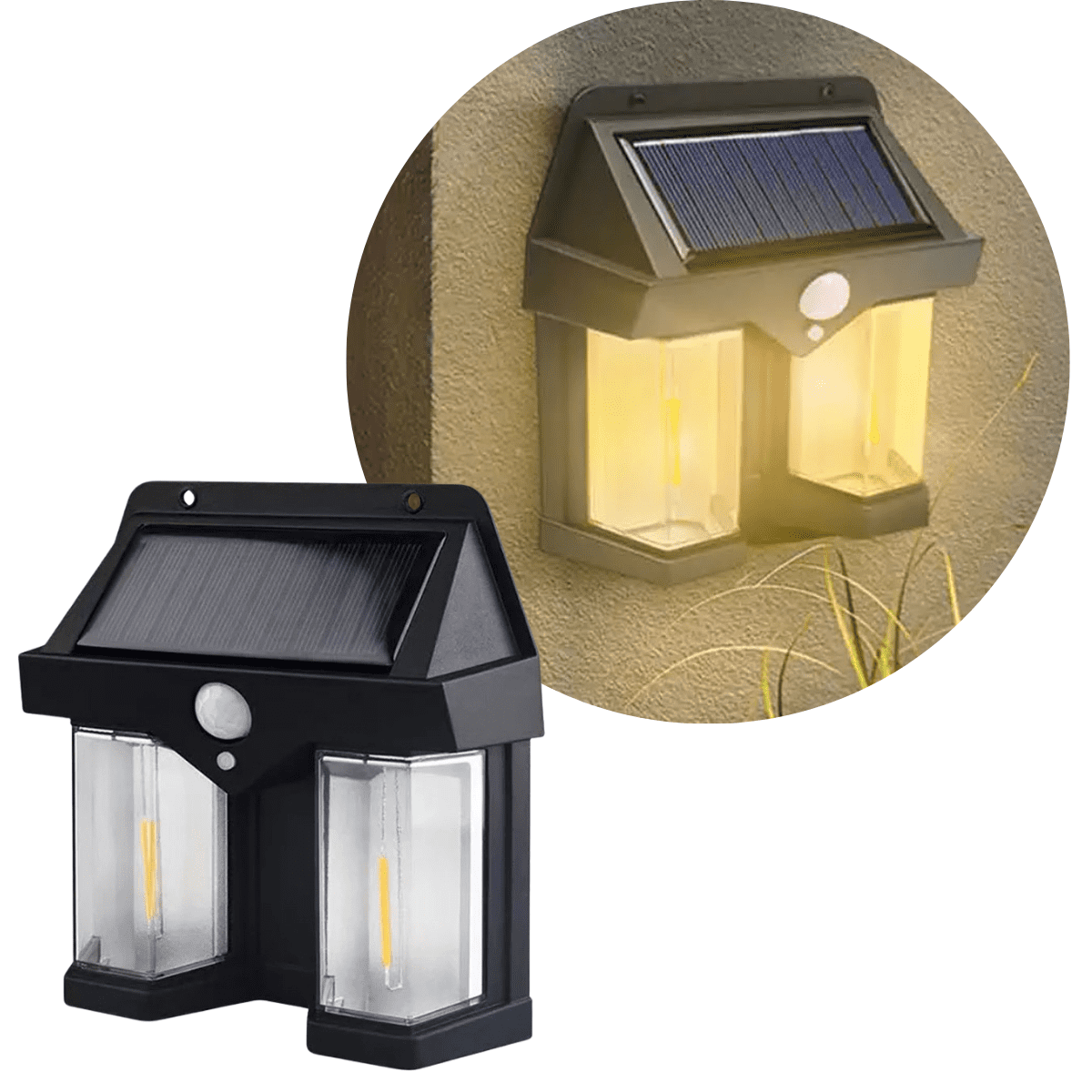 Genérico - Foco Solar Exterior 2 Luces Led Sensor Movimiento Impermeable