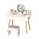 thumbnail image 1 of Mesa De Noche Tocador De Madera 2 Cajones Espejo Led y Banco, 1 of 3