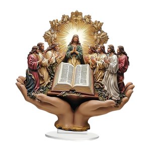 Bothyi - Letrero De Mesa Acrílico Con Escena De Jesús Y La Biblia Con Colección De Soporte, 7,8X8,2 Pulgadas