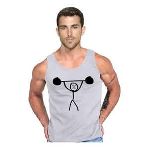Persodesign - Polera Diseño Levantamiento De Pesas Divertido Tank Gym Talla M Gris Hombre