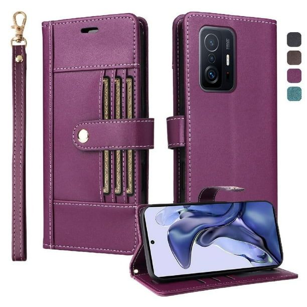 FOXDOCK Funda tipo Cartera para Xiaomi 11T/11T Pro – Cubierta de Cuero PU con Múltiples Ranuras, Bolsillo para Efectivo y Correa de Muñeca