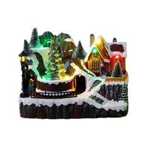 Bothyi - Caja De Música Giratoria, Casas De Pueblos Navideños Para Mesa, Chimenea, Gabinete, Árbol De Navidad