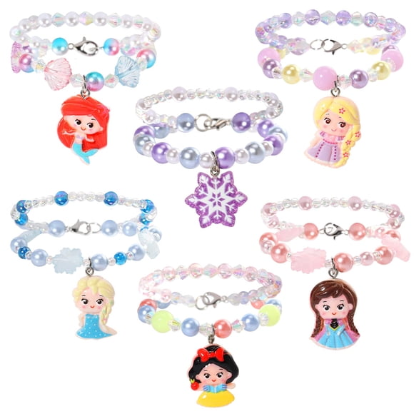 Set de pulseras con cuentas de princesa YOYTOO para niñas y niños (6 juegos)