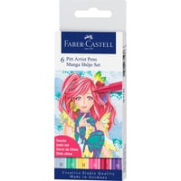 Faber Castell - Marcador Pitt Artistpen Manga Shojo Faber-Castell X6 Colores