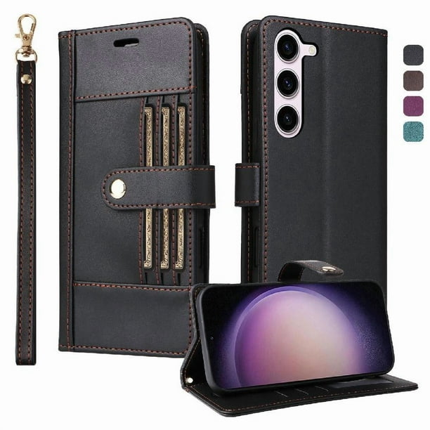 FOXDOCK Funda tipo Cartera para Samsung Galaxy S23 – Cubierta de Cuero PU con Múltiples Ranuras, Bolsillo para Efectivo y Correa de Muñeca