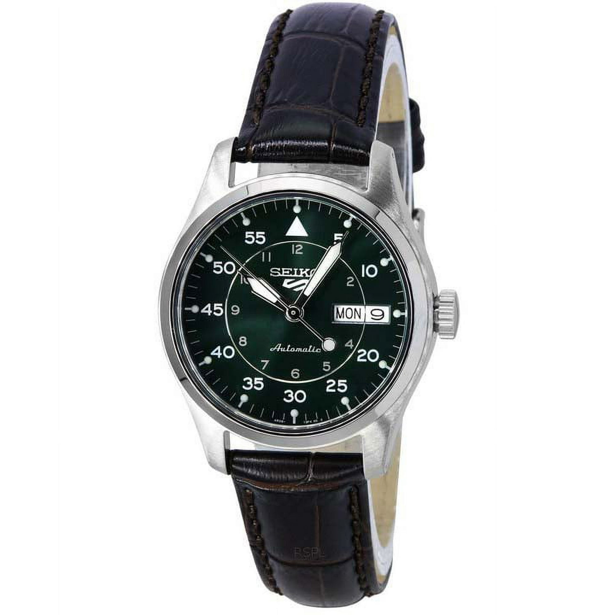 Reloj Seiko 5 Sports Gmt Kelly Green Flieger Suit Style Leather Strap Automatic Srpj89k1 100m Men's Watch