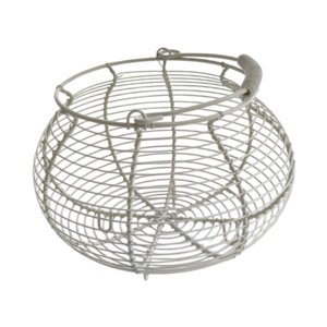 Magideal - Cesta De Huevos De Alambre, Contenedor Portátil Redondo Estilo Granja, Soporte Para Huevos, Cesta De Recolección De Huevos Para Huevos, Frutas, Pan, 2 Blanco