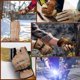 thumbnail image 5 of Guantes de trabajo de cuero WZQH XL color café/gris con forro de algodón, 5 of 5