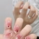 thumbnail image 2 of 24 pcs Pink Love Heart Press On Nails - Full Cover Acrylic Fake Nails with French Coffin Design - Glue On False Nails for Women and Girls, 2 of 2