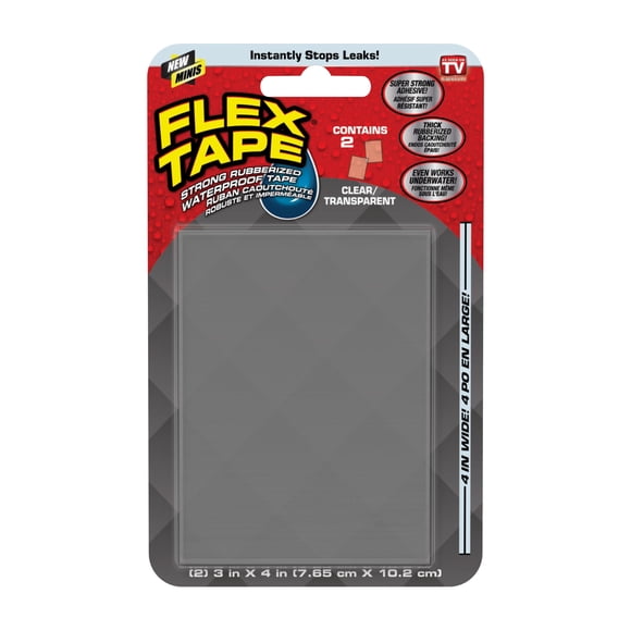 Hojas de cinta adhesiva impermeables, cinta flexible, transparente, 3 x 4 cm, 2 hojas