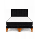 thumbnail image 1 of Cama Europea 2 Plazas Negra con Colchón y Respaldo Lineal en Felpa 150x190 cm, 1 of 4