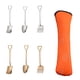 thumbnail image 1 of 6 cucharas y tenedores tipo espátula. Incluye 2 cucharas puntiagudas, 2 cucharas tipo espátula y 2 cucharas de acero inoxidable para cocina, restaurante, helado, fruta (plata y oro)., 1 of 5