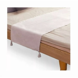 Genérico - Piecera Para Cama 2 Plaza - King En Lino Pompones 70X210 Cm Color Crema