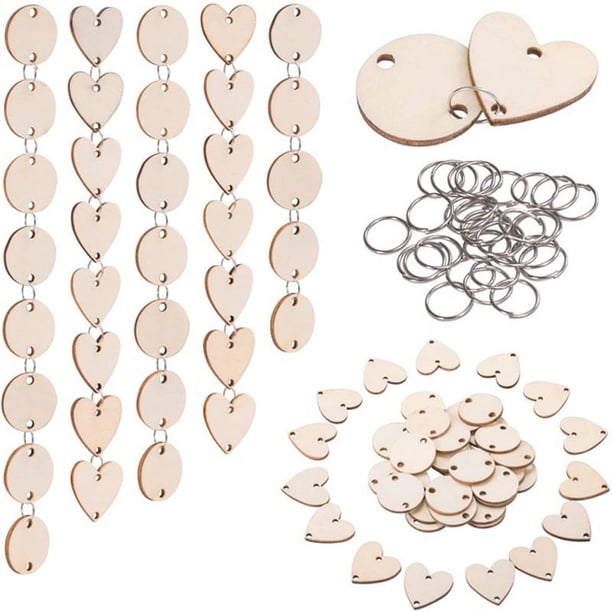 200pcs Wooden Circles Heart Tags With Holes Rings For Birthday Boards Valentine Chore Boards Arts And Crafts