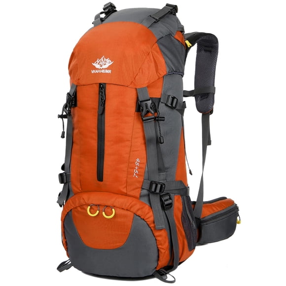 Mochila de Camping y Senderismo Esup 50L con Funda Impermeable para Hombre Naranja