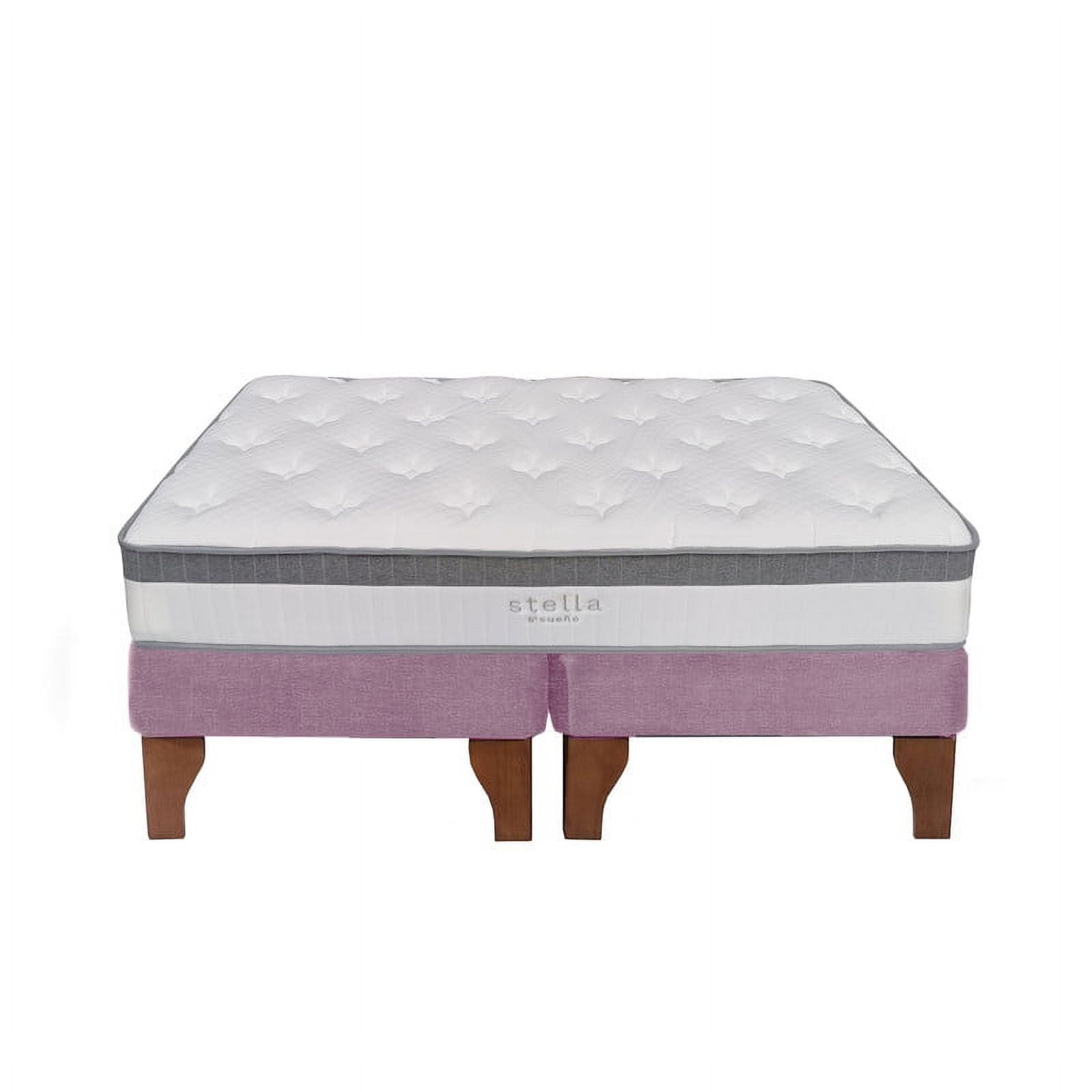 5° Sueño - Cama Europea Stella 2 Plazas 150x190 Cm Base Colchón Madera Rosada