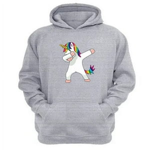 Genérico - Polerón Canguro Unicornio Gris Claro Talla S Unisex