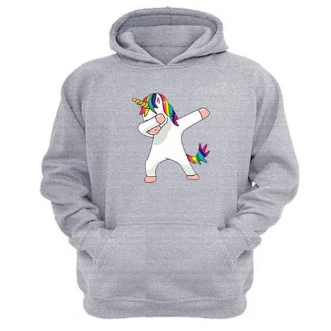 Genérico - Polerón Canguro Unicornio Gris Claro Talla Xs Unisex