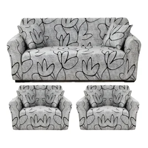 Casadeliacl - Funda Cubre Sillon 3+1+1 Elastica Diseño Elegante Tf Gris Elegante