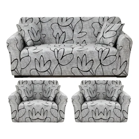 Casadeliacl - Funda Cubre Sillon 3+1+1 Elastica Diseño Elegante Tf Gris Elegante