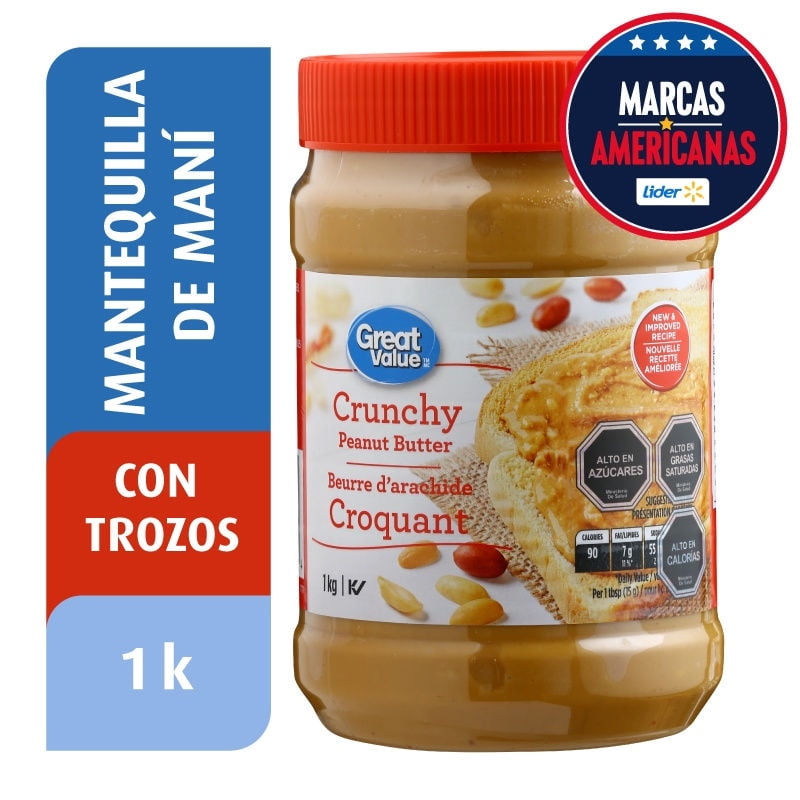 Mantequilla De Maní Con Trozos 1 kg Great Value