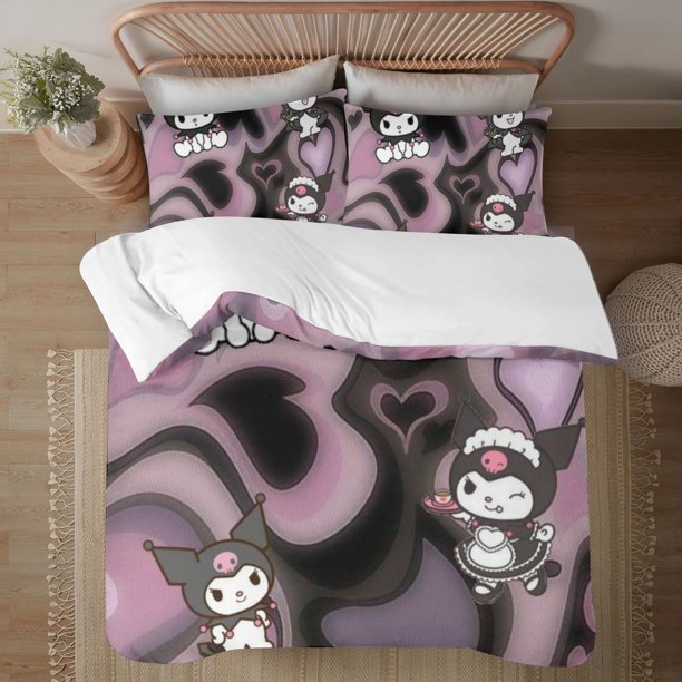 Kuromi Soft 3D Printed Duvet Cover Bedding Set with Comforter Cover 3 Piece Set