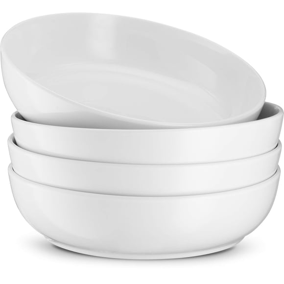 Cuenco para pasta KooK de cerámica de gran capacidad, 1,2 L, juego de 4 unidades, color blanco