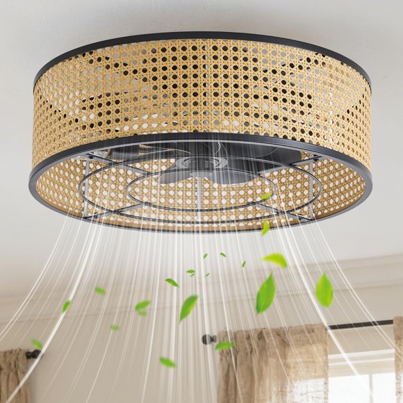Ventilador de techo Jorbeca 51 cm Boho de ratán con montaje empotrado