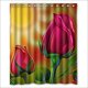 thumbnail image 1 of Cortina de ducha con diseño de rosas de colores y ganchos, tamaño 60 x 72 pulgadas, 1 of 3