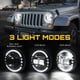 thumbnail image 3 of Faros delanteros redondos LED de 7" Xprite con anillo halo, negros, 3 of 7