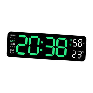 Magideal - Reloj De Pared Digital Moderno Con Decoración De Pared, Regulador De Brillo Automático, Reloj De Pared Led De Home Decor Week, Reloj De Escritorio Par Luz Verde Blanca