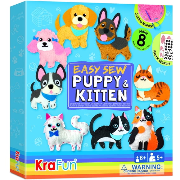 Kit de costura KRAFUN Easy para niños principiantes con 8 proyectos de bricolaje