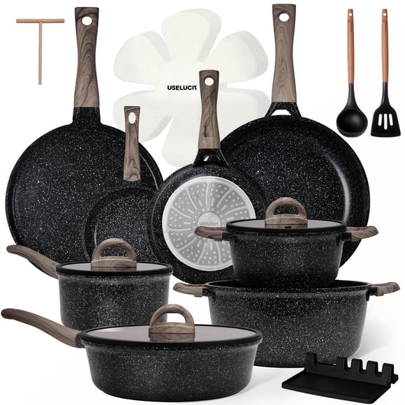 Juego de Cocina USELUCK 22 Piezas Cerámica Antiadherente para Inducción