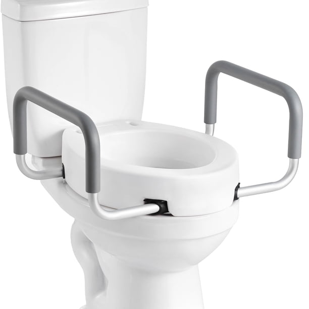 Asiento de inodoro elevado VEVOR, capacidad de carga de 300 libras con brazos de 3.5 pulgadas