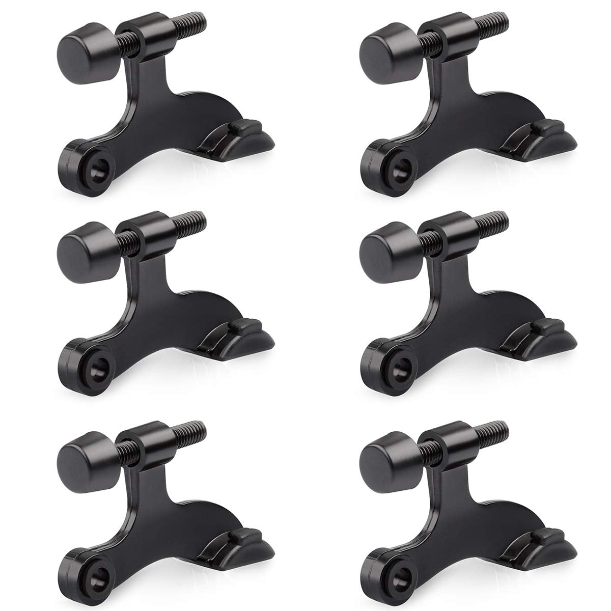 Tope De Puerta Ajustable Homotek De Goma Negra, 6 Unidades