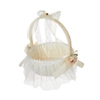 Bothyi - Cesta De Flores Para Niña Cesta De Flores Para Boda Cesta De Flores De Satén Con Lazo Elegante