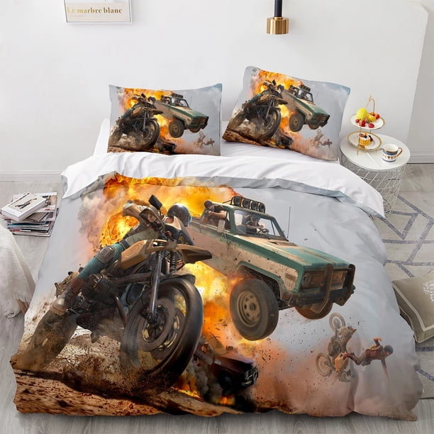 v326 Bed Sheets Game PUBG Bedding Set,Duvet Cover Comforter Bed Set Quilt Cover Pillowcase,King Queen Twin Size Boys Girls Adults 3-Piece Bedding Set (1 Duvet Cover + 2 Pillow Shams) Bed Sheets ju326