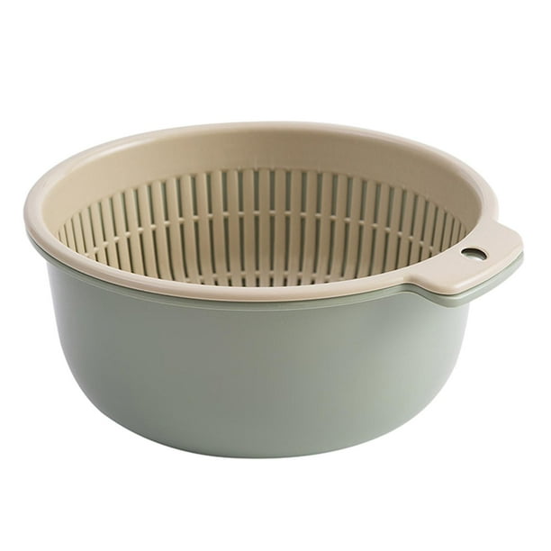 Cesta de lavado de doble capa Lavabo de limpieza de frutas, Colador de alimentos multifuncional para ahorrar espacio, Tazón de colador de cocina para verde grande