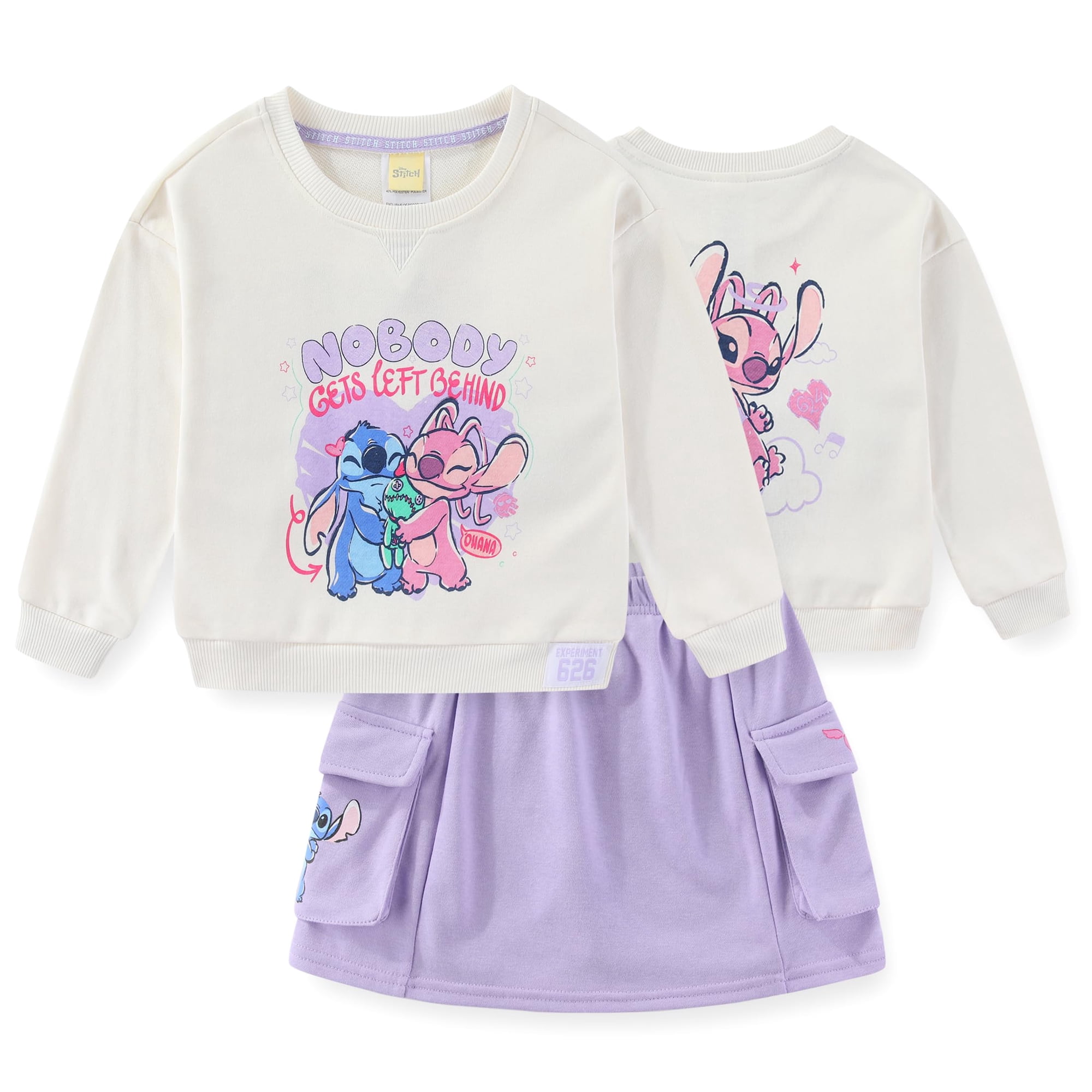 Conjunto Para Niñas Disney Lilo & Stitch Con Sudadera Y Falda Pantalón