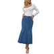thumbnail image 2 of INSPIRE CHIC Faldas Maxi de Mezclilla para Mujeres de Cintura Alta Ajuste Casual y Acampanado Falda Larga de Jean Azul, 2 of 6