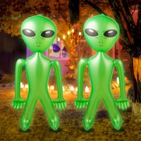 Bedwina Inflable Alien De 1,5 M (5 Pies), Paquete De 2 Unidades, Color Verde, Para Fiestas