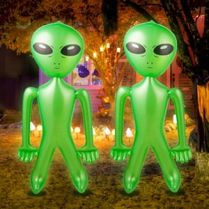 Bedwina Inflable Alien De 1,5 M (5 Pies), Paquete De 2 Unidades, Color Verde, Para Fiestas