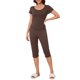 thumbnail image 2 of INSPIRE CHIC Conjunto de Pijama Capri para Mujer con Ribete de Volantes, Top de Manga Corta con Cuello en U, Pantalones Recortados, Ropa de Descanso Refrescante para Verano XL Café, 2 of 6