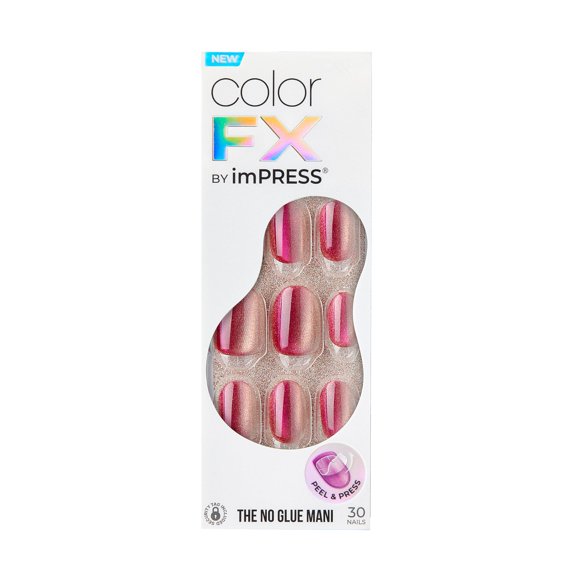 Press-On Nails Impress «Walk Out» Pink Color FX Short Ovalado