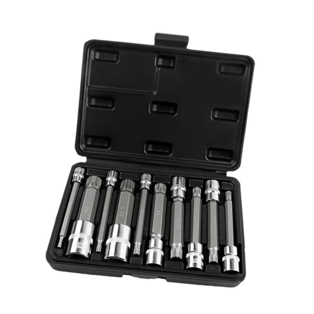 Generic Spline Bit Socket Set Accesorios Resistentes con Estuche de Almacenamiento Prácticas Herramientas Manuales para Maquinaria Equipos de césped