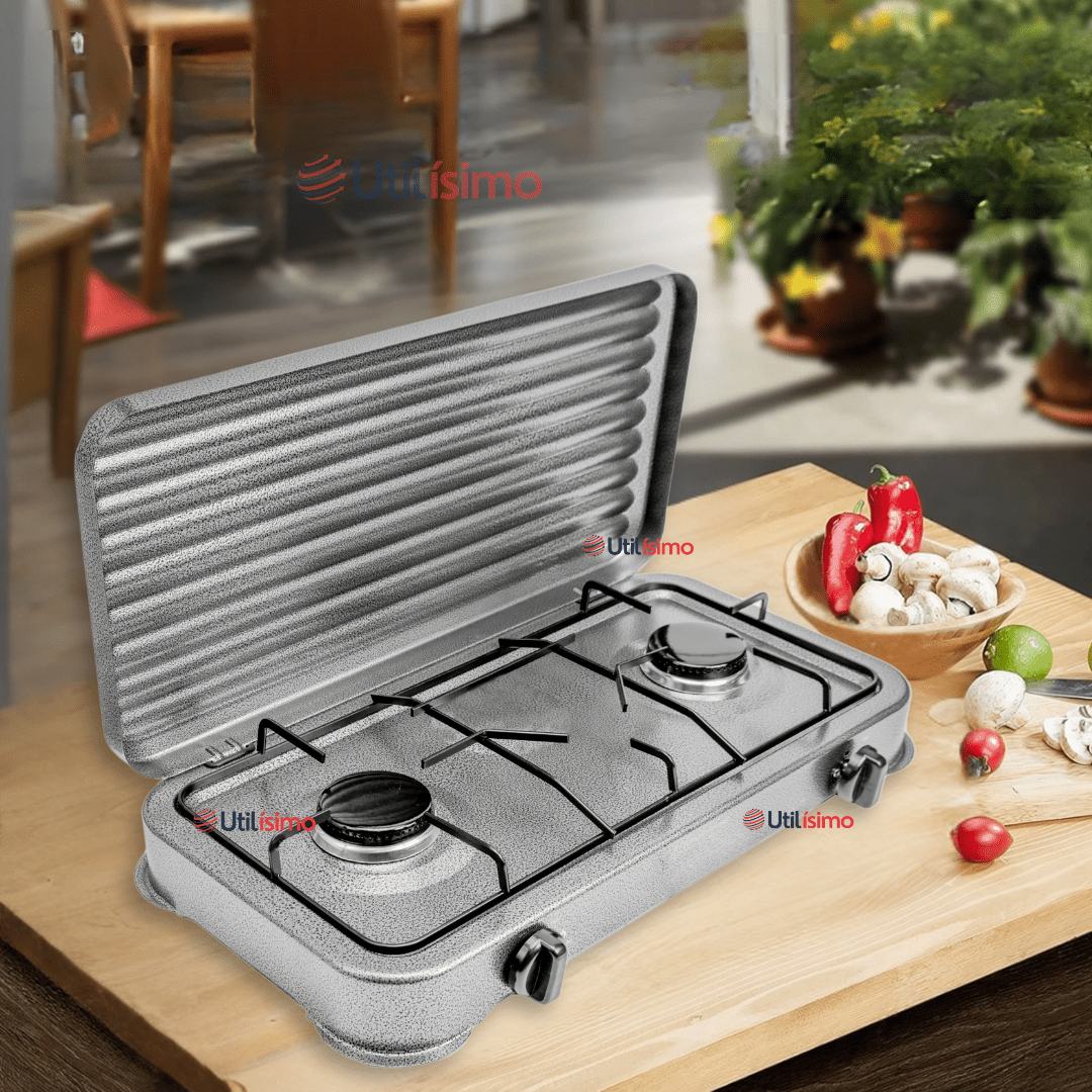 Line - Cocina Encimera A Gas Licuado 2 Platos Cocinilla Gris