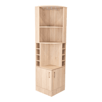 Fmfurniture - Bar Esquinero Fm Cafe Claro Con Soporte Para Copas