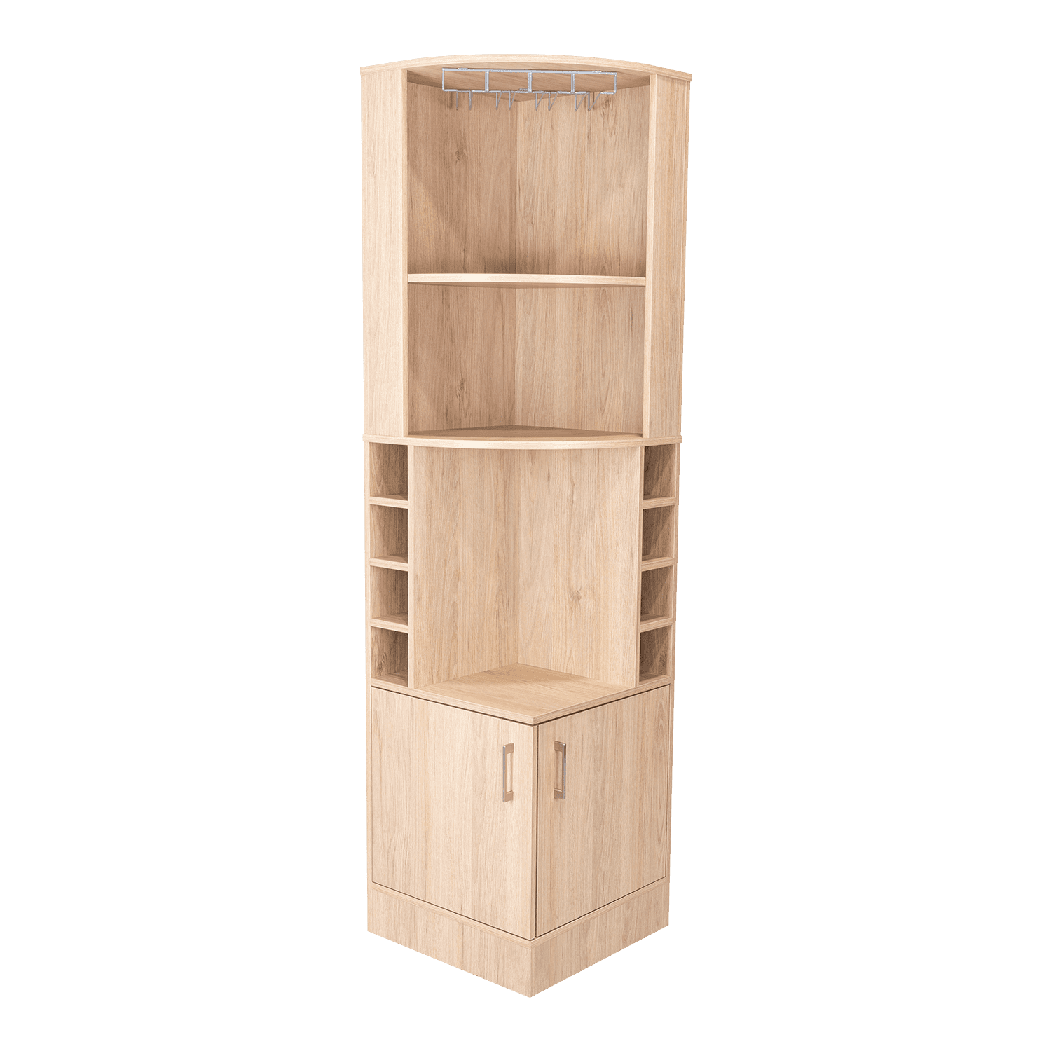 Fmfurniture - Bar Esquinero Fm Cafe Claro Con Soporte Para Copas