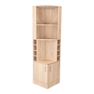 Fmfurniture - Bar Esquinero Fm Cafe Claro Con Soporte Para Copas