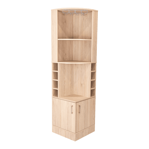 Fmfurniture - Bar Esquinero Fm Cafe Claro Con Soporte Para Copas